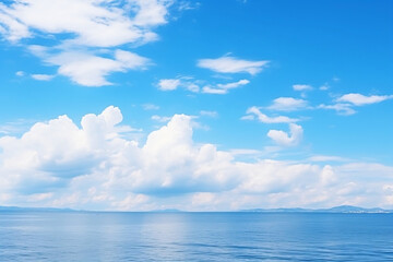 Naklejka na ściany i meble blue sky with white cloud and sea landscape background