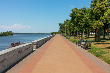 Embankment of the Dnieper river (Dnipro) in Kremenchuk city, Ukraine