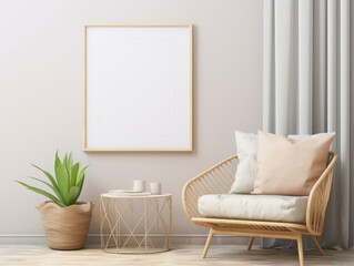 Mockup frame in interior background room in light  , Mockups Design 3D, HD