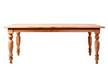 Wooden dining table isolated on transparent background