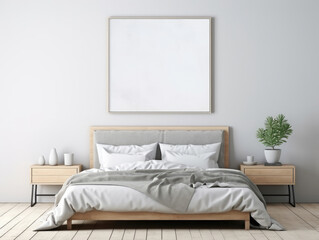 Mockup Frame In Simple Bedroom Background , Mockups Design 3D, HD