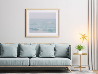 Mockup Poster Frame Close up in coastal style , Mockups Design 3D, HD