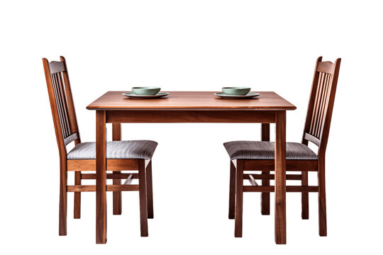 Wooden dining table isolated on transparent background