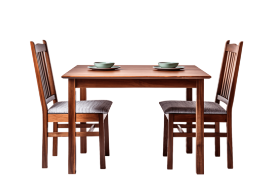 Wooden dining table isolated on transparent background
