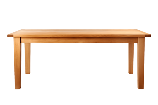 Wooden dining table isolated on transparent background