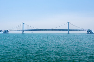 Spring seaside scenery of Binhai Road in Dalian, Liaoning province, China