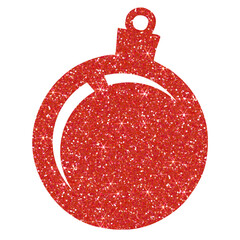 Red christmas ball glitter on transparent background. .Design for decorating,background, wallpaper, illustration