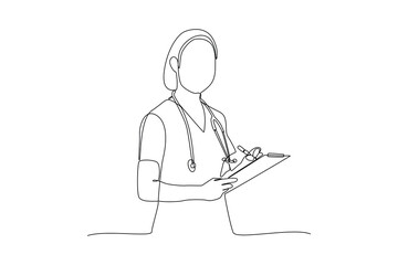 Fototapeta na wymiar Continuous one line drawing healthcare activity concept. Single line draw design vector graphic illustration.