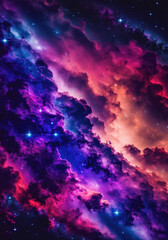 Naklejka na ściany i meble Colorful space filled with stars and clouds, Galaxy in a free space. Star field in space a nebulae and a gas congestion. Generative AI
