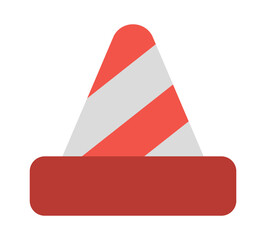 Vector cone. Construction site passage prohibiting sign. Red and white stripy barrier. Road works zone icon. Stop sign isolated on white background