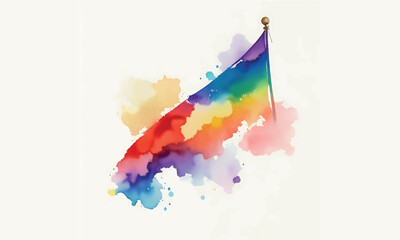 Rainbow color stripes symbol of LGBTQ gay Pride, Third gender day, Free vector pride day flag watercolor