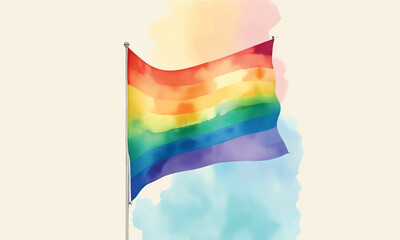 Rainbow color stripes symbol of LGBTQ gay Pride, Third gender day, Free vector pride day flag watercolor