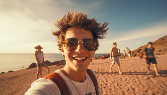 Man on the Beach Selfie Style