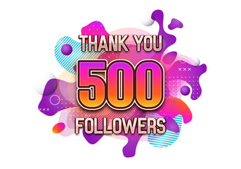 500 followers. Poster for social network and followers. Vector template for your design.