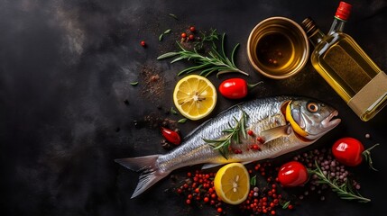 Fototapeta na wymiar Fresh dorado fish with spices and ingredient. Generative AI