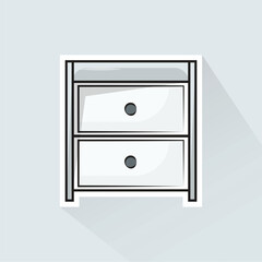 Illustration Vector of White Night Table in Flat Design