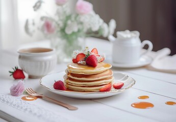 Pancakes with strawberry