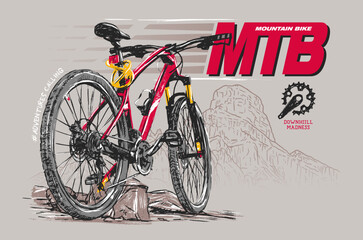 Mountain bike roughly painted with a brush, illustration vector for print