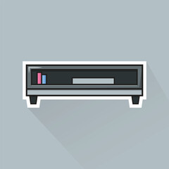 Illustration Vector of Gray TV Desk in Flat Design