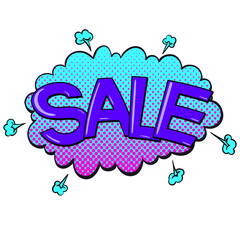 Comic text Sale. Pop Art vintage Illustration on transparent background