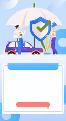 Buying insurance for car flat character vector concept operation illustration
