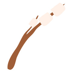 Illustration of Marshmallow on a Wooden Stick