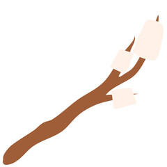 Illustration of Marshmallow on a Wooden Stick