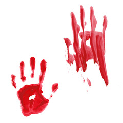 Bloody hand print isolated on white background. Illustration on transparent background