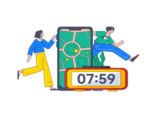 Vector internet operation illustration of people exercising and running healthy
