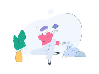 Vector internet operation illustration of people exercising and running healthy
