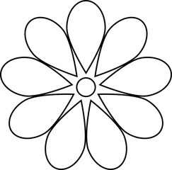 Simple Outline Flower Icon on white background. Best For Logo Design, clipart and KDP