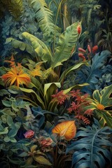 Fototapeta premium diverse collection of leaves, plants, and flowers, created with generative ai