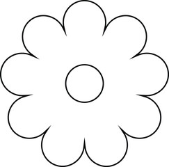 Simple Outline Flower Icon on white background. Best For Logo Design, clipart and KDP