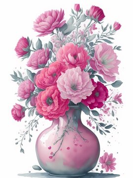 Vase of flowers watercolor clip art