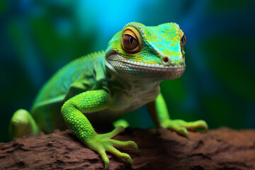 Obraz premium Green gecko looking into camera