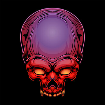 Creepy monster skull, mascot illustration