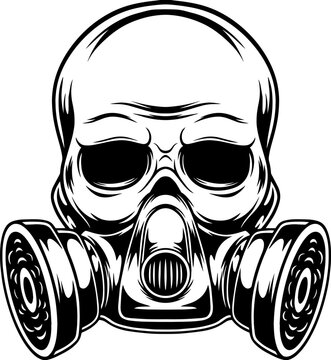illustration of skull and gas mask