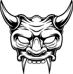 Japanese demon evil mask , mascot logo illustration