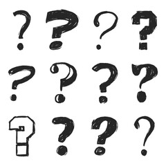 Hand drawn question mark set, vector illustration