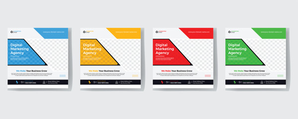 Modern Creative Corporate Business marketing agency promotion social media post template. Editable square banner design with place for the photo