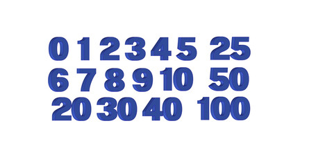 3D Numbers from 1 to 10 and 20,25,30,40,50 and 100