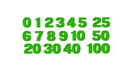 3D Numbers from 1 to 10 and 20,25,30,40,50 and 100