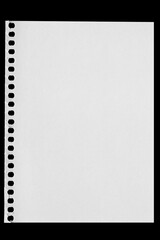 a paper page notebook isolated on the black background