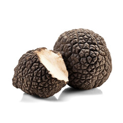 Black edible winter truffle isolated on transparent or white background, png - obrazy, fototapety, plakaty