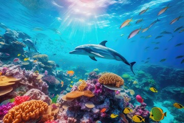 Fototapeta na wymiar Dolphins in the sea