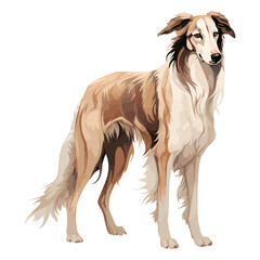 Illustrated Sophistication: Captivating 2D Artwork of a Cute Borzoi