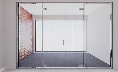 Modern office building interior. 3D rendering.