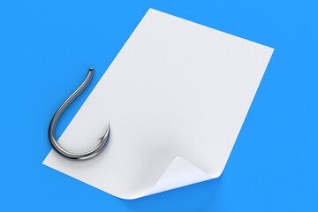 Fishing hook with blank sheet of paper - 616701746