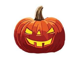 Halloween pumpkin on white background.Orange Pumpkin Jack o Lantern character.Spooky and smiling carved funny face for autumn holiday greeting card vector surprised food drawing cute smile silhouette.