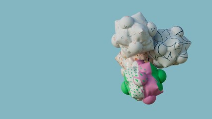 Abstract geometric shapes 3d render background. Pastel colored illustration